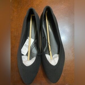 Lane Bryant Black Knit Slip-On Pointed-Toe Flats
